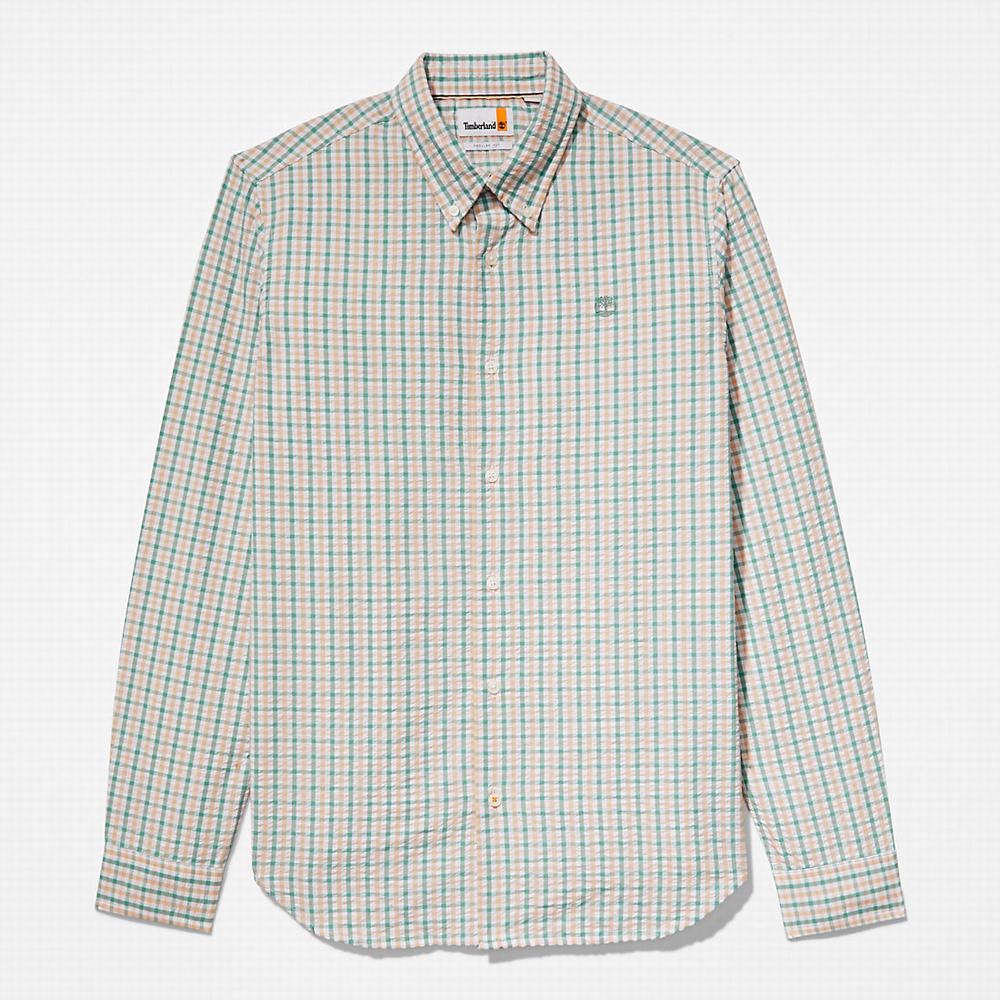 Kosele Timberland Seersucker Gingham Panske Svetlo Ruzove | BH3086241