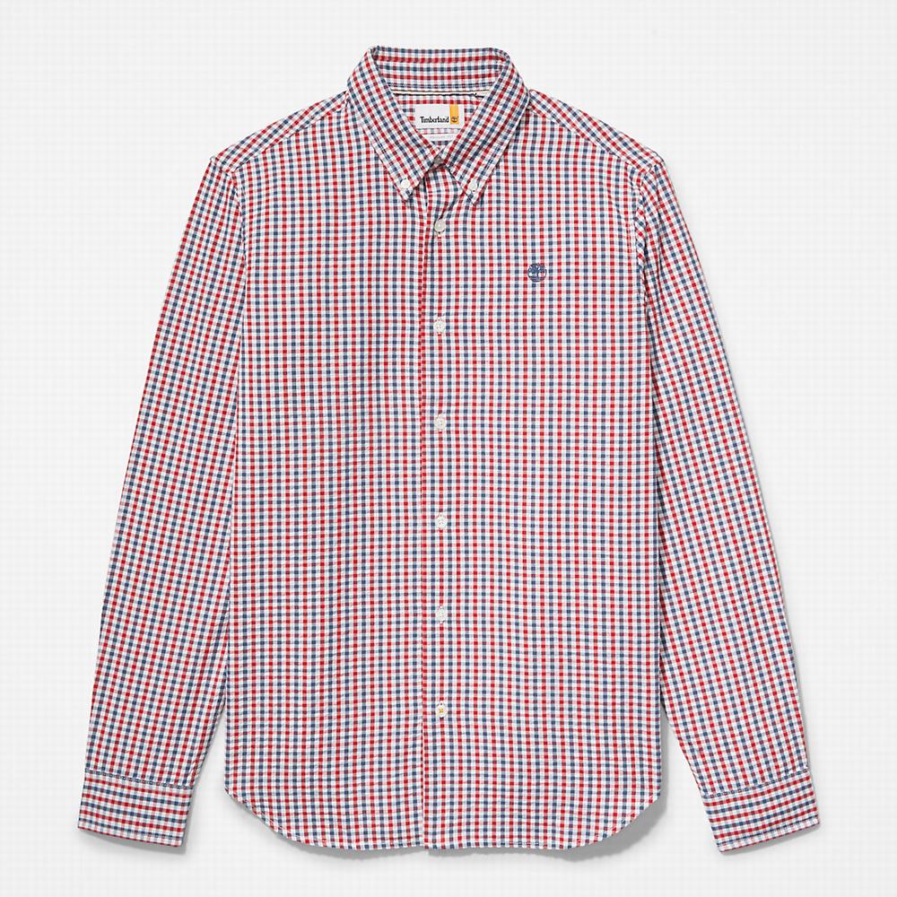 Kosele Timberland Seersucker Gingham Panske Tmavo Modre | CB4261937