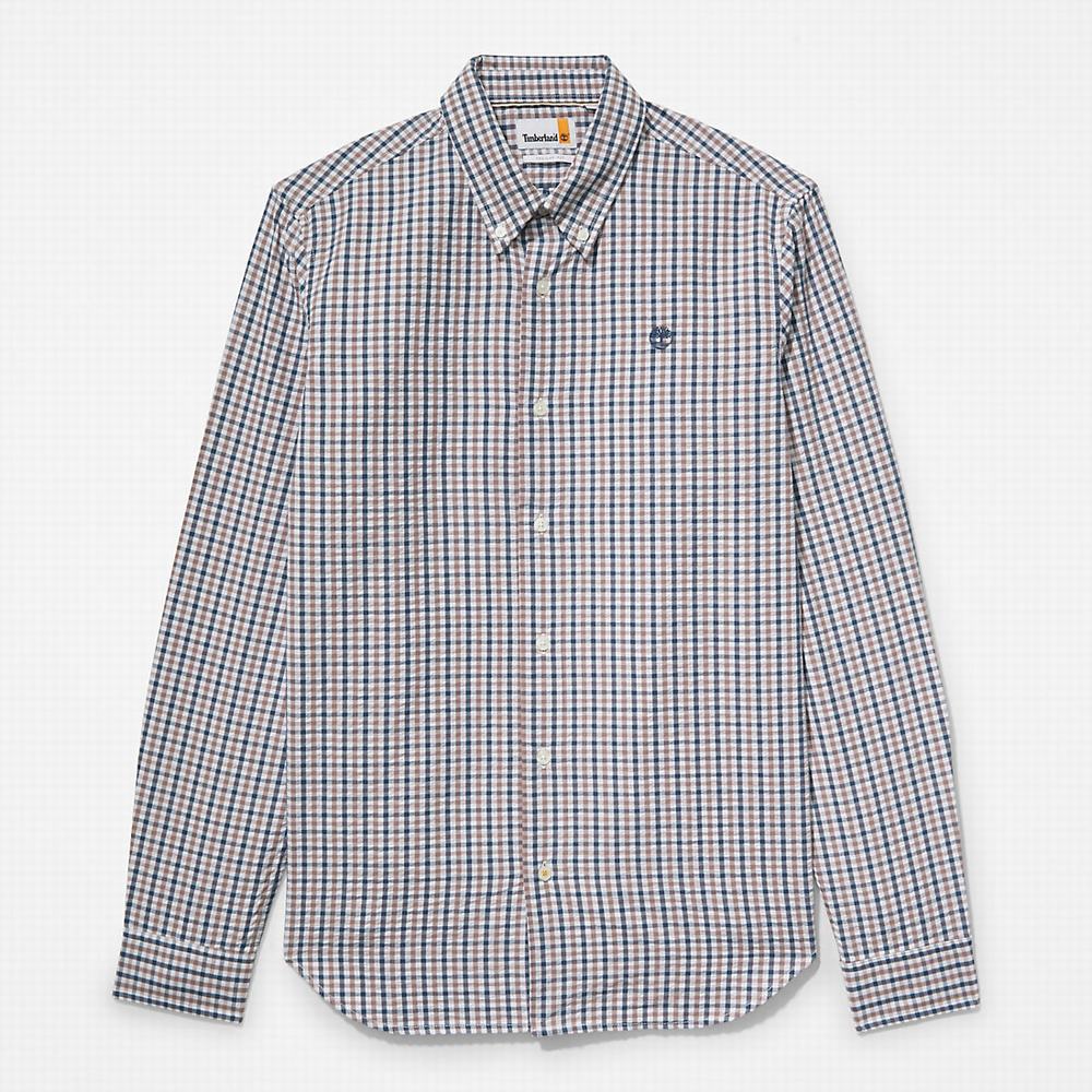 Kosele Timberland Seersucker Gingham Panske Nachový | DN7592401