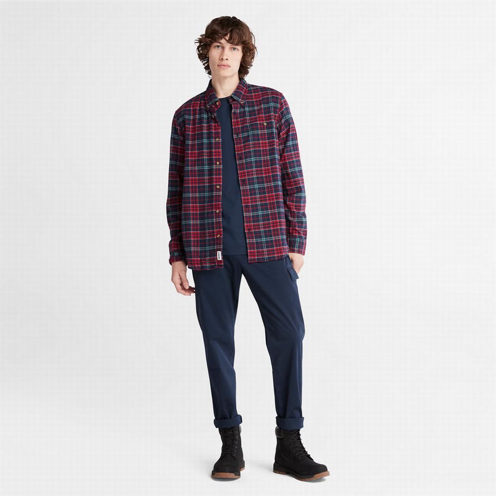 Kosele Timberland Tartan Shirt with SolucellAir™ Technológie Panske Červené | SQ7689201