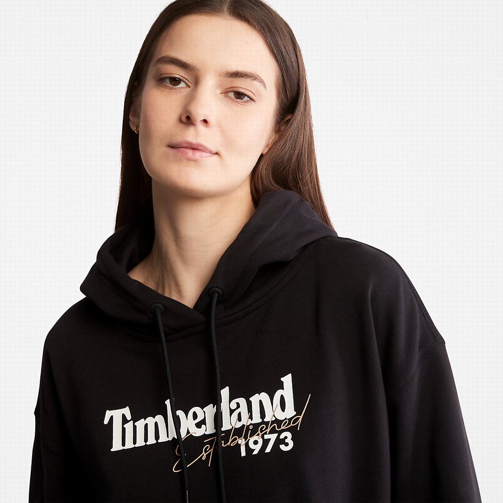 Mikiny S Kapucňou Timberland Established 1973 Logo Damske Čierne | WN0137925