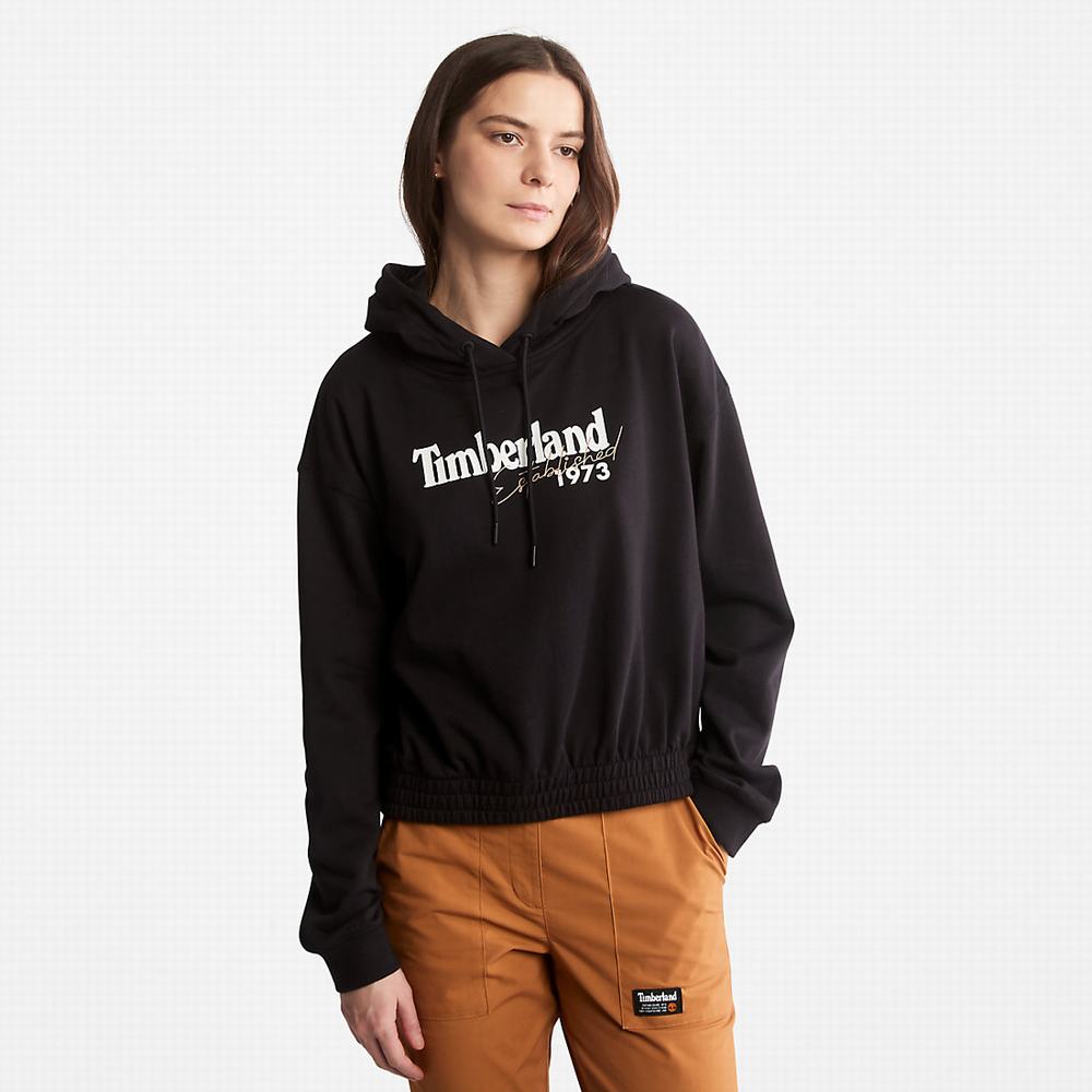 Mikiny S Kapucňou Timberland Established 1973 Logo Damske Čierne | WN0137925