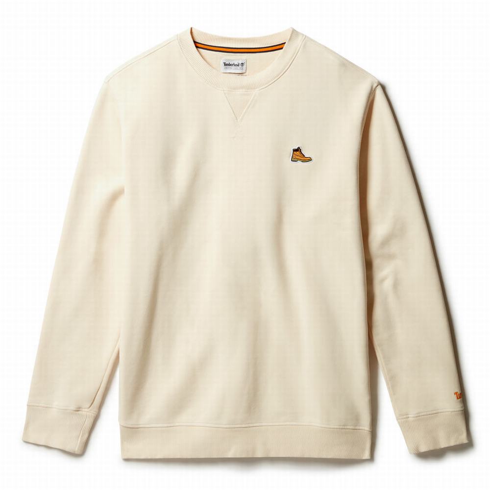 Mikiny Timberland Boot-Logo Crewneck Panske Biele | YK2970814