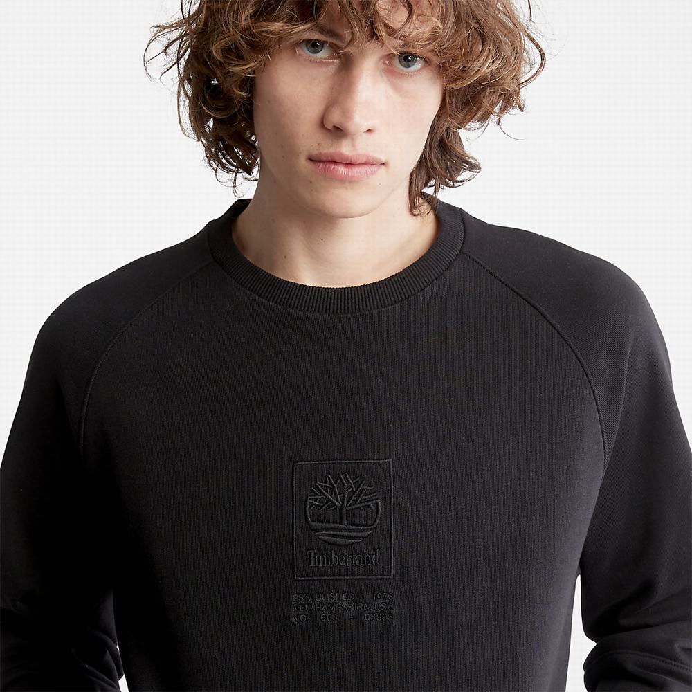 Mikiny Timberland Heavyweight Crewneck Logo Panske Čierne | SJ6985241