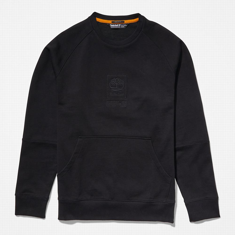 Mikiny Timberland Heavyweight Crewneck Logo Panske Čierne | SJ6985241