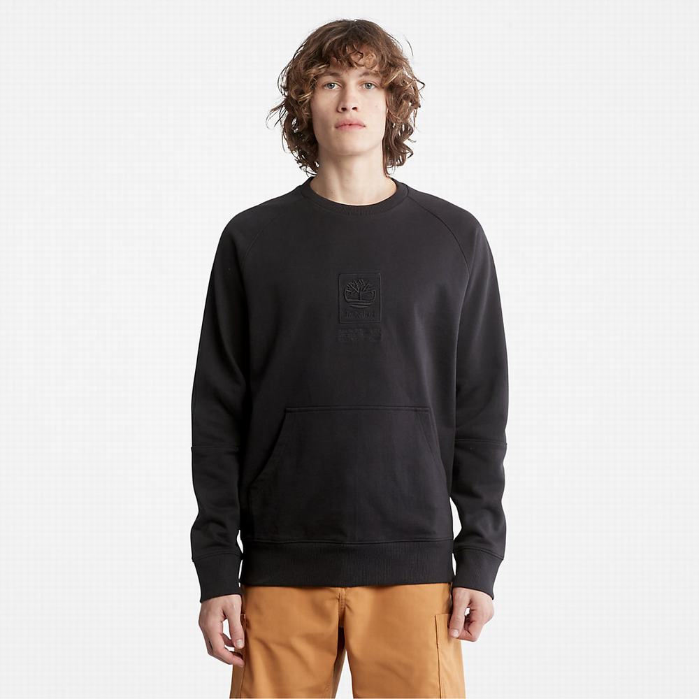 Mikiny Timberland Heavyweight Crewneck Logo Panske Čierne | SJ6985241