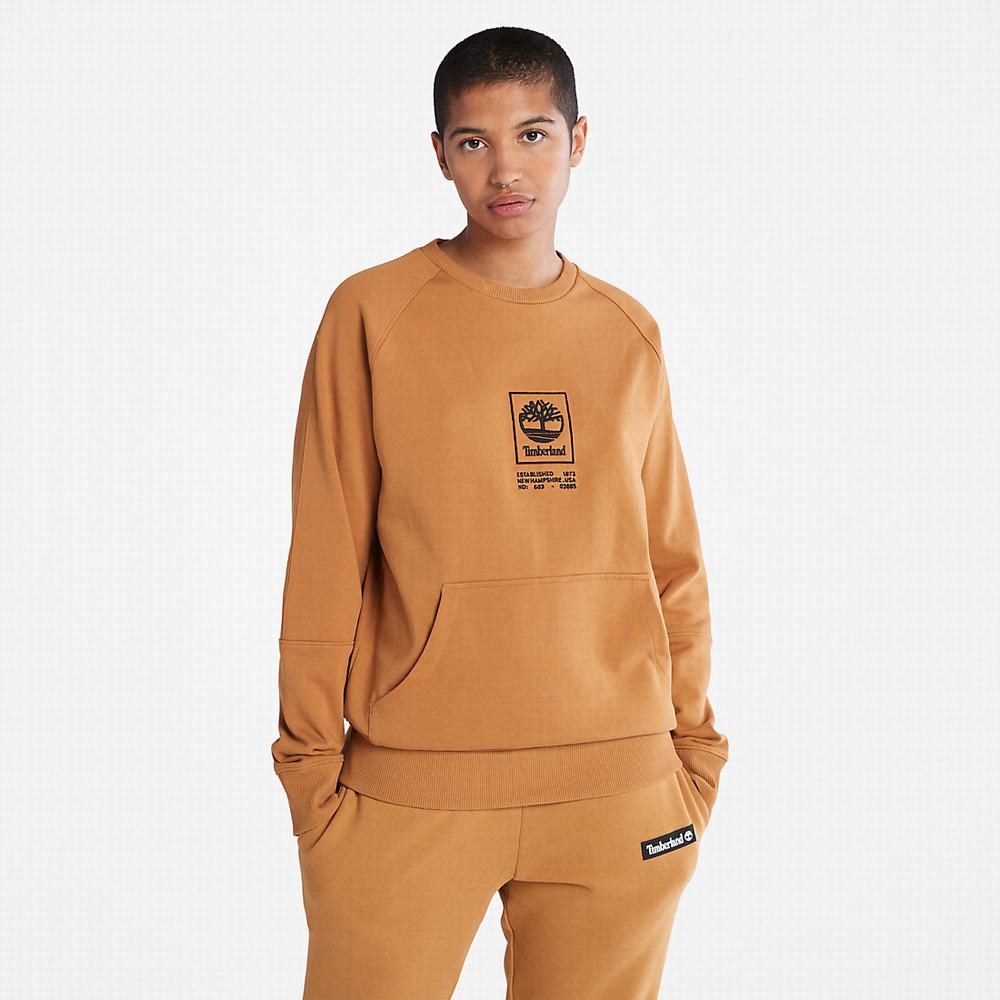 Mikiny Timberland Heavyweight Crewneck Logo Panske Žlté | WV8973402