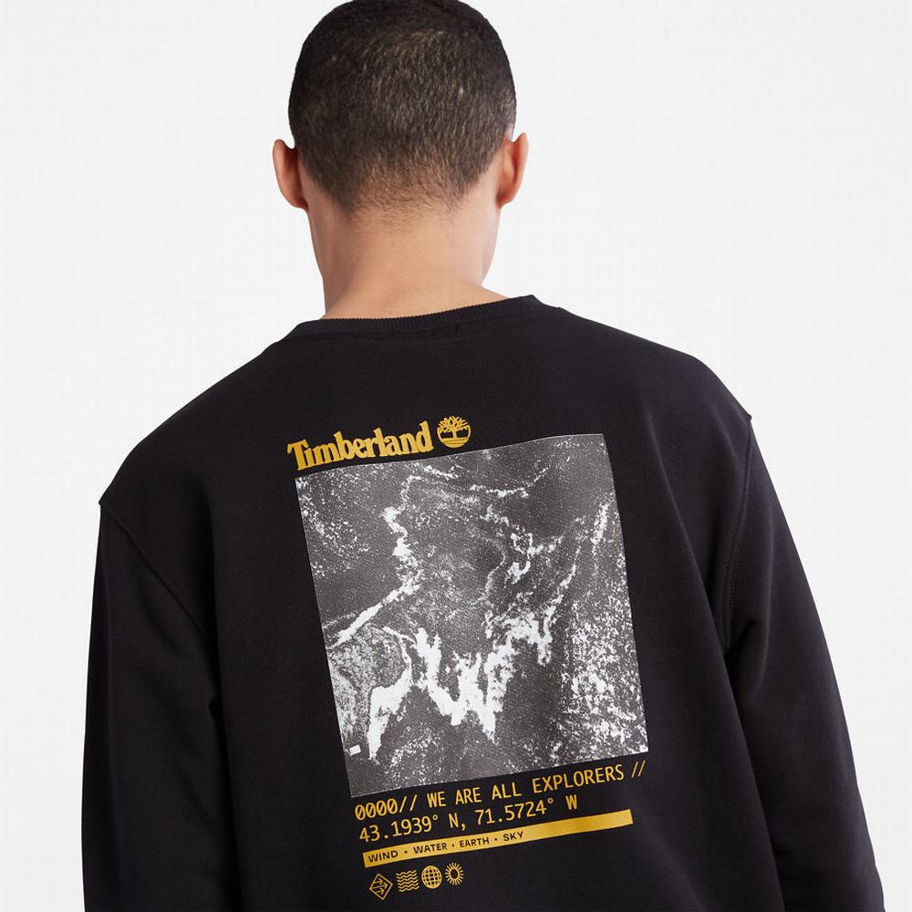 Mikiny Timberland Photographic Crewneck Panske Čierne | VK3147062