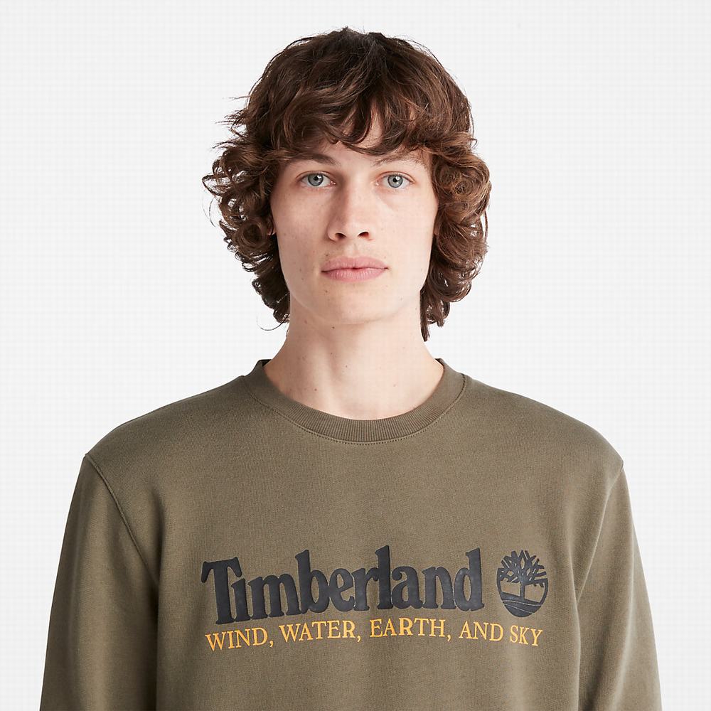 Mikiny Timberland Vietor, Vody, Earth and Sky Crewneck Panske Tmavo Zelene | QE8635179