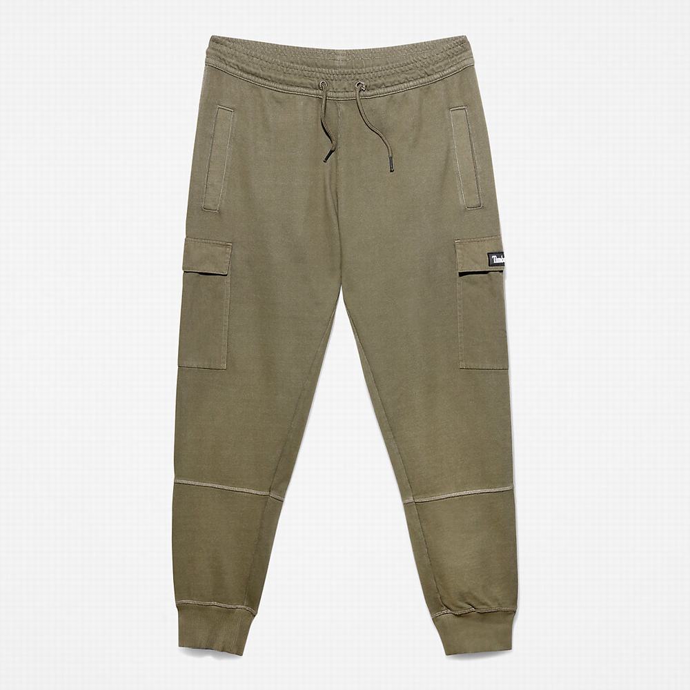 Nohavice Timberland Garment-Dyed Cargo Sweatpants Panske Tmavo Zelene | HU9862340