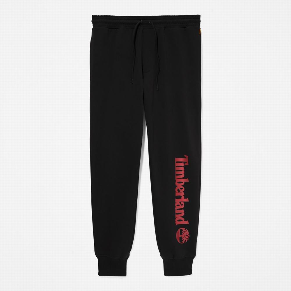 Nohavice Timberland Logo Sweatpants Panske Čierne Tmavo Červené | MP8973405