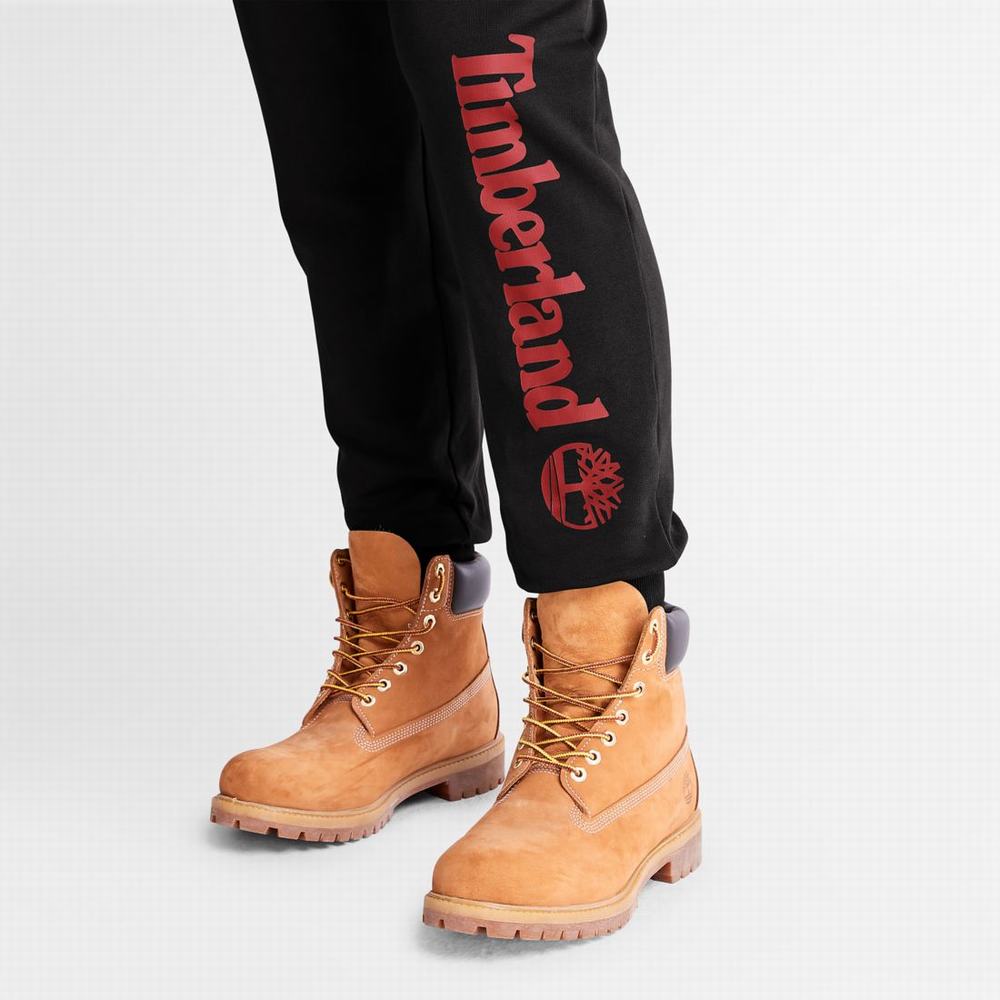 Nohavice Timberland Logo Sweatpants Panske Čierne Tmavo Červené | MP8973405