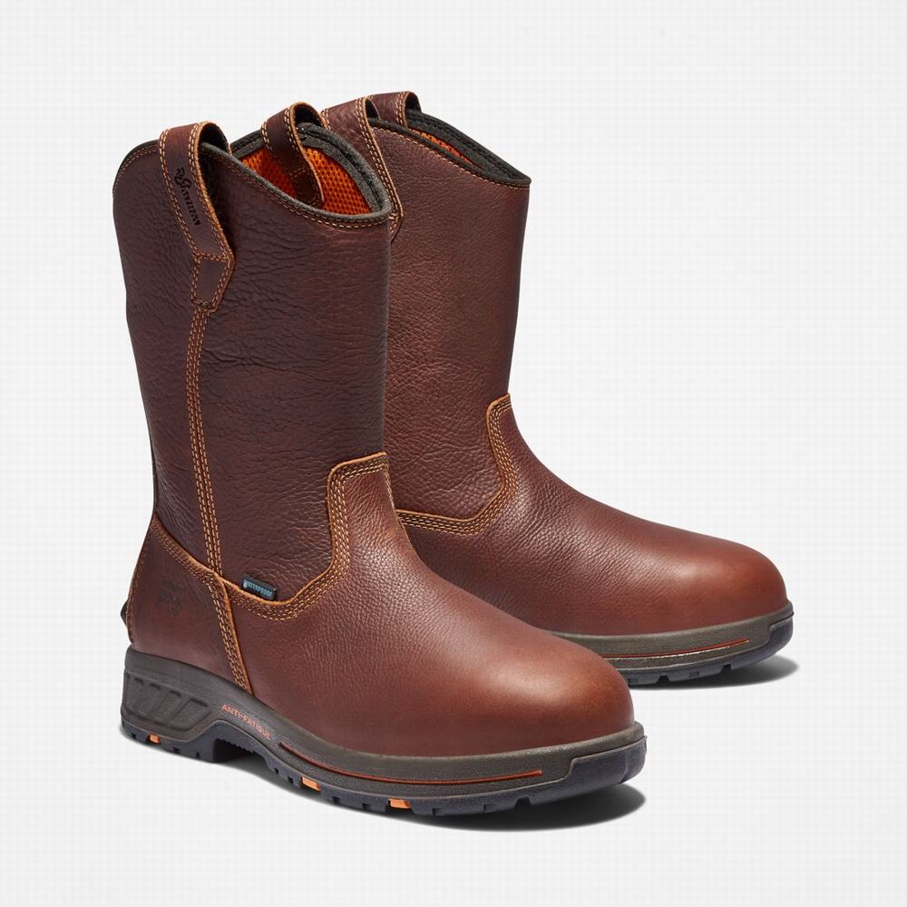 Pracovne Cizmy Timberland PRO® Helix HD Pull On Waterproof Panske Červené Hnede | UN9508136