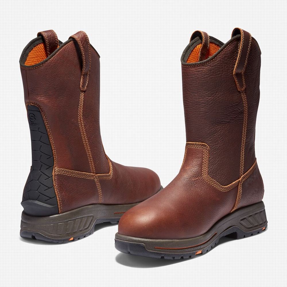 Pracovne Cizmy Timberland PRO® Helix HD Pull On Waterproof Panske Červené Hnede | UN9508136