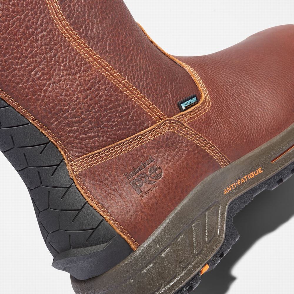 Pracovne Cizmy Timberland PRO® Helix HD Pull On Waterproof Panske Červené Hnede | UN9508136