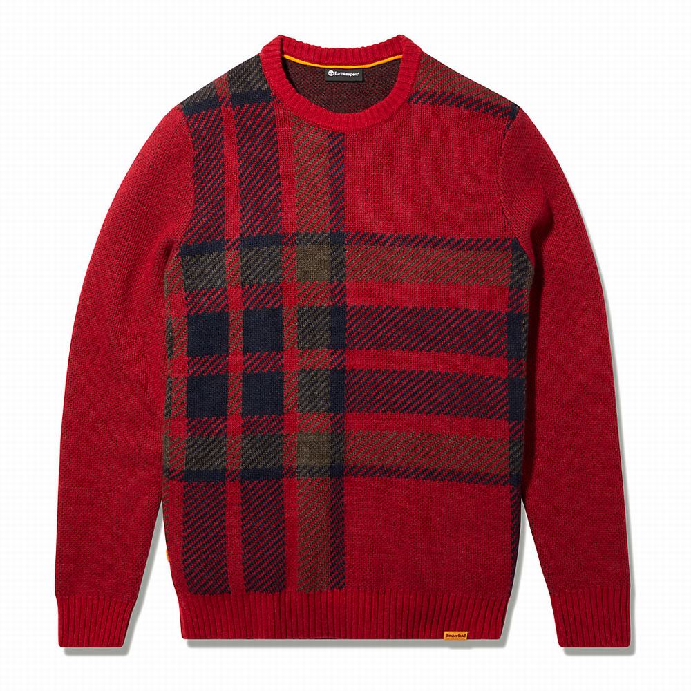 Svetre Timberland EK+ Intarsia Crewneck Panske Červené | MW8263157