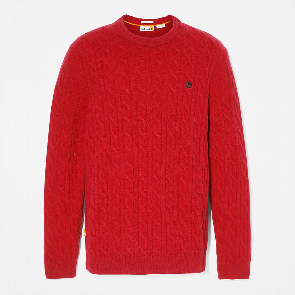 Svetre Timberland Phillips Brook Cable-knit Panske Červené | QT1043862