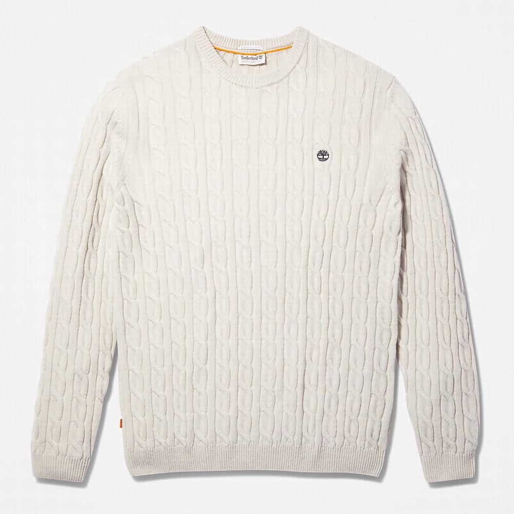 Svetre Timberland Phillips Brook Cable-knit Panske Biele | XC5391640