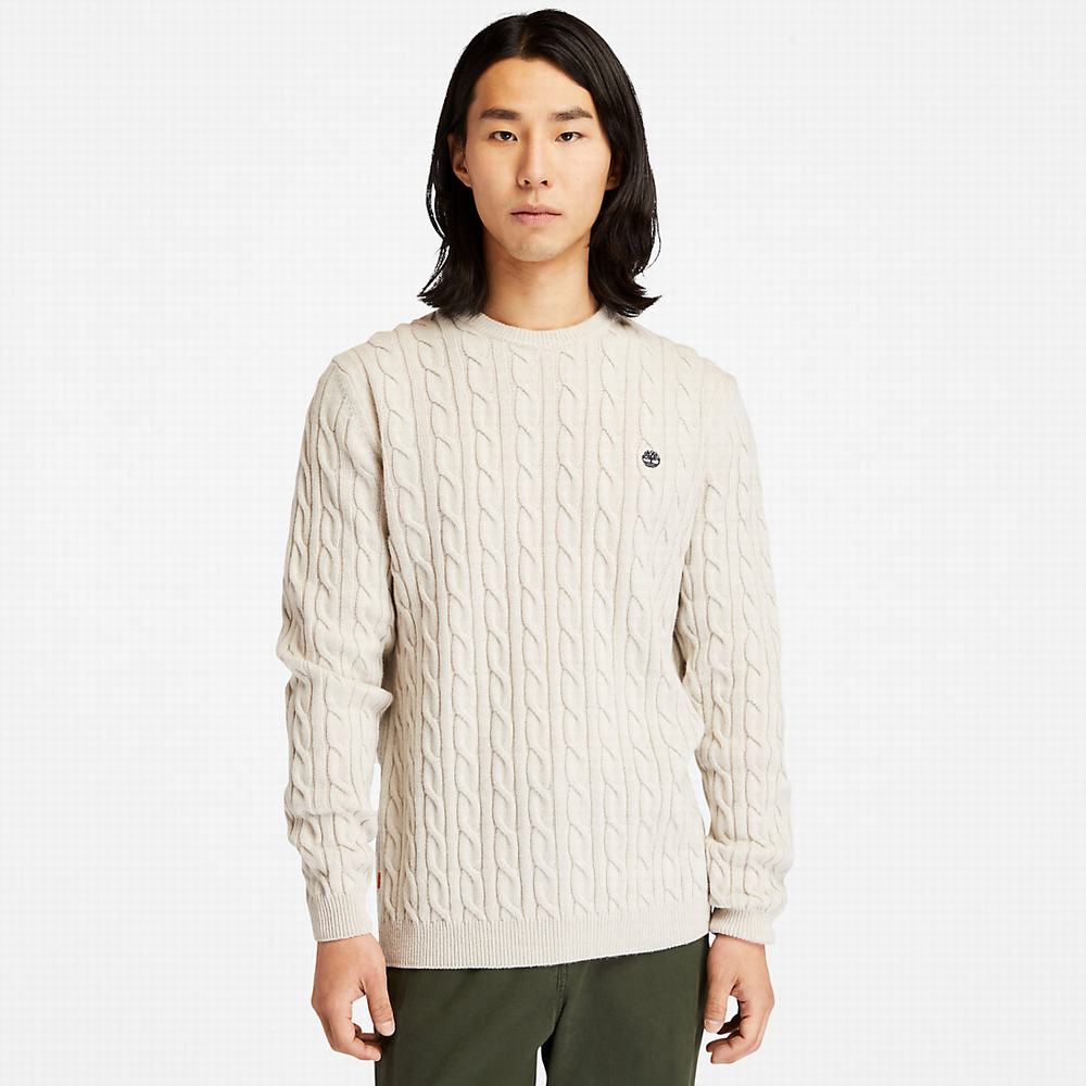 Svetre Timberland Phillips Brook Cable-knit Panske Biele | XC5391640