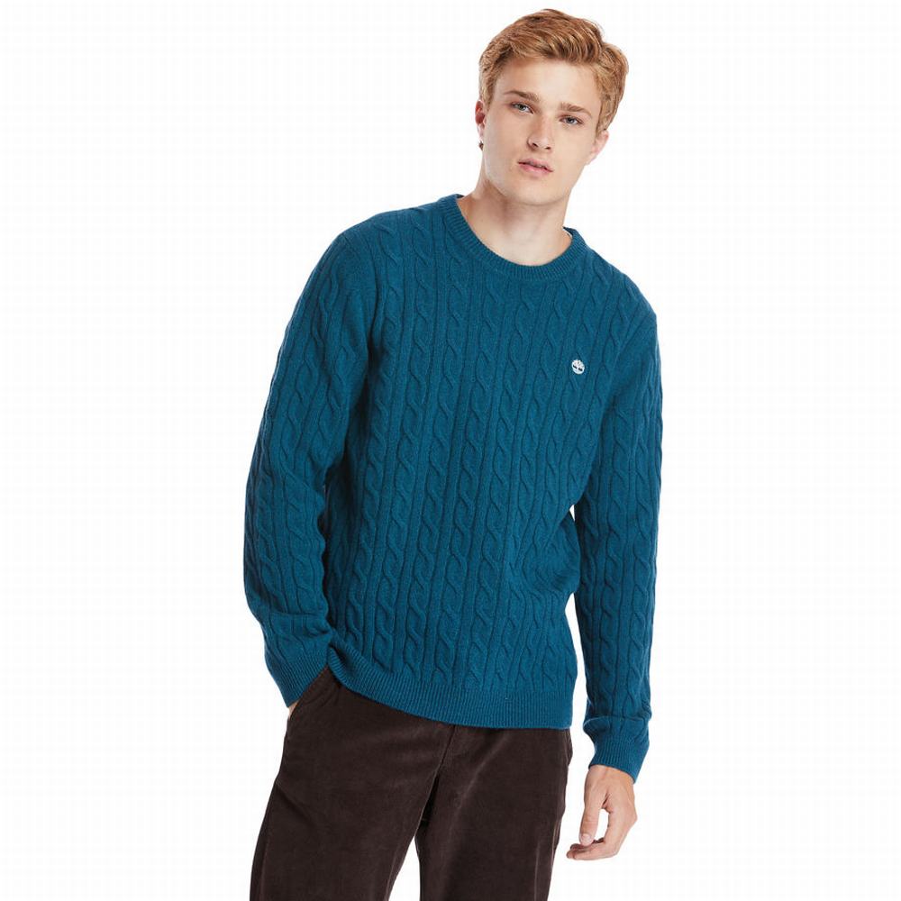 Svetre Timberland Phillips Brook Cable-knit Panske Tyrkysové | XH7426305