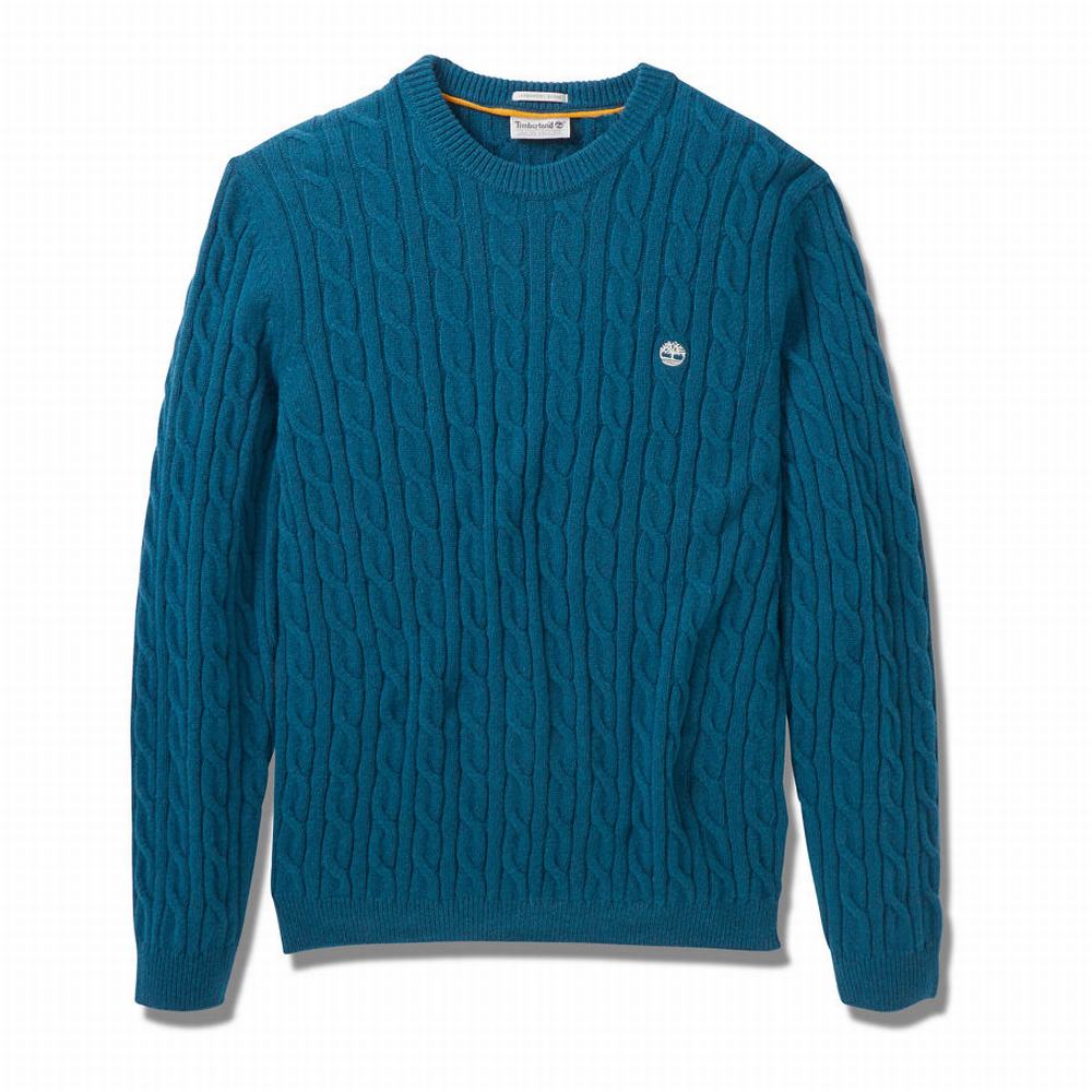 Svetre Timberland Phillips Brook Cable-knit Panske Tyrkysové | XH7426305