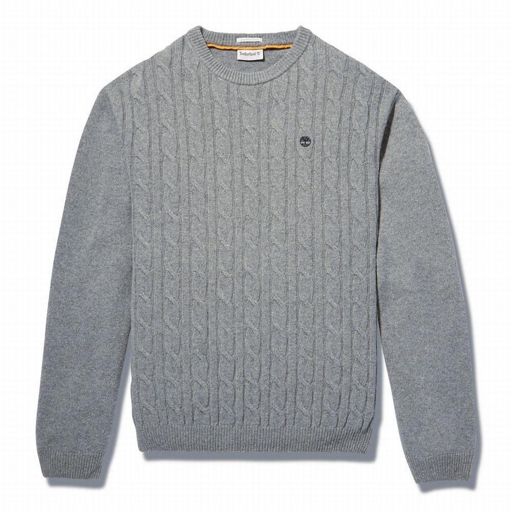 Svetre Timberland Phillips Brook Vlna-Blend Cable Crewneck Panske Siva | DY9641870