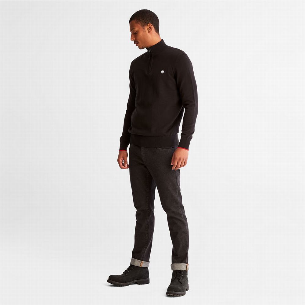 Svetre Timberland Williams River Half-zip Panske Čierne | ZQ3971452