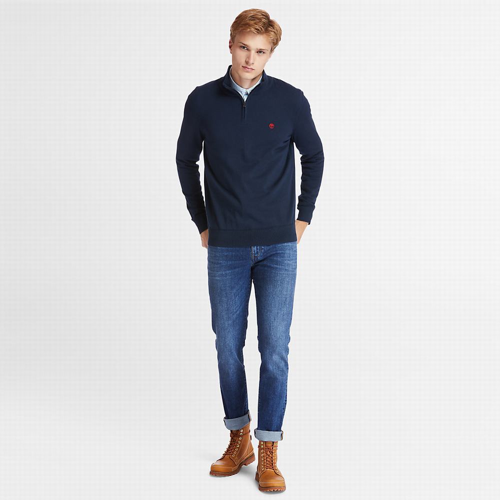 Svetre Timberland Williams River Zip-neck Panske Námornícka Modrá | ZH1472305