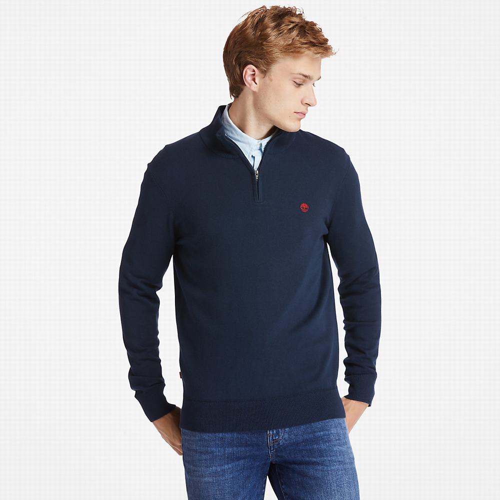 Svetre Timberland Williams River Zip-neck Panske Námornícka Modrá | ZH1472305