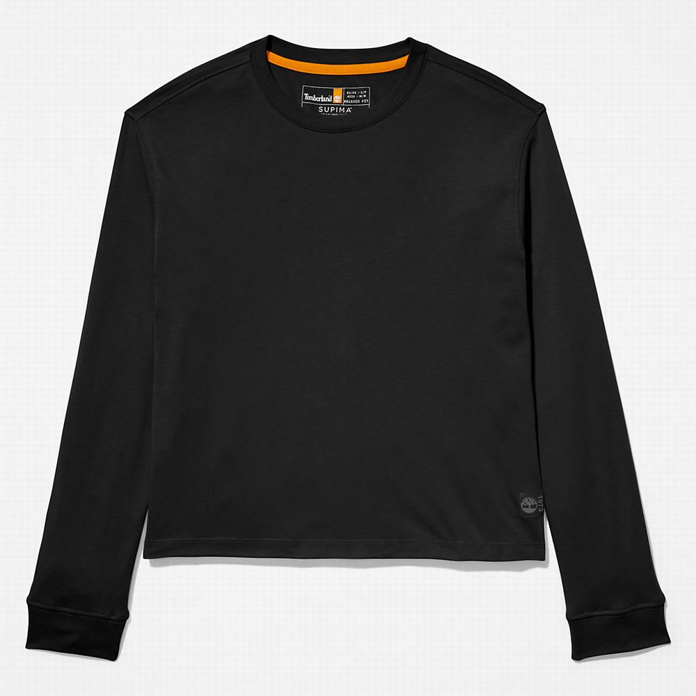 Tricko Timberland Anti-Odour Supima® Bavlnene Long-sleeved T-Shirt Damske Čierne | RW3260489