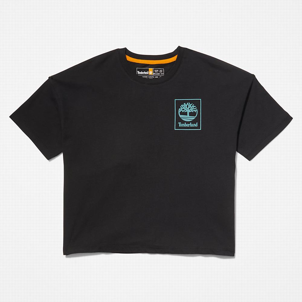 Tricko Timberland Back Graphic Logo T-Shirt Damske Čierne | EA8725140