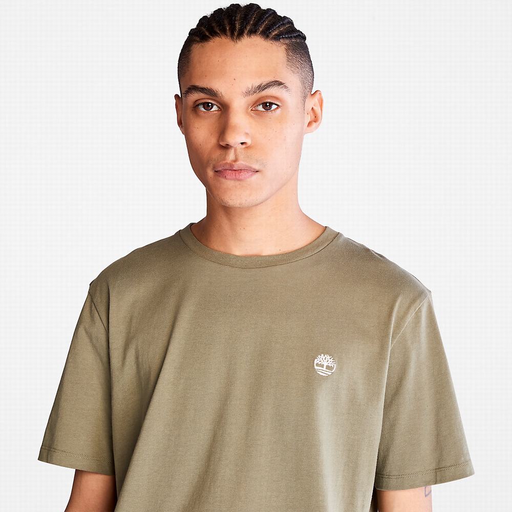 Tricko Timberland Bavlnene Logo T-Shirt Panske Zelene | KE9541683