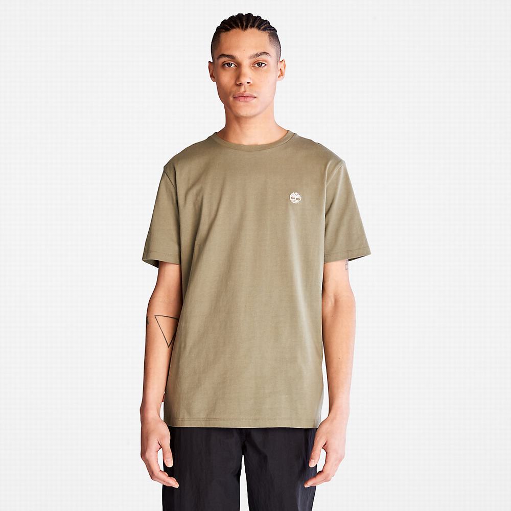 Tricko Timberland Bavlnene Logo T-Shirt Panske Zelene | KE9541683