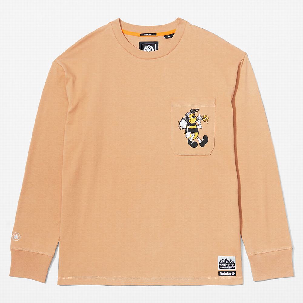 Tricko Timberland Bee Line x Timberland® Back-graphic Long-sleeved T-Shirt Panske Hnede | RB9241736