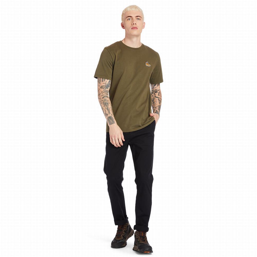 Tricko Timberland Boot Logo T-Shirt Panske Zelene | IO2809516