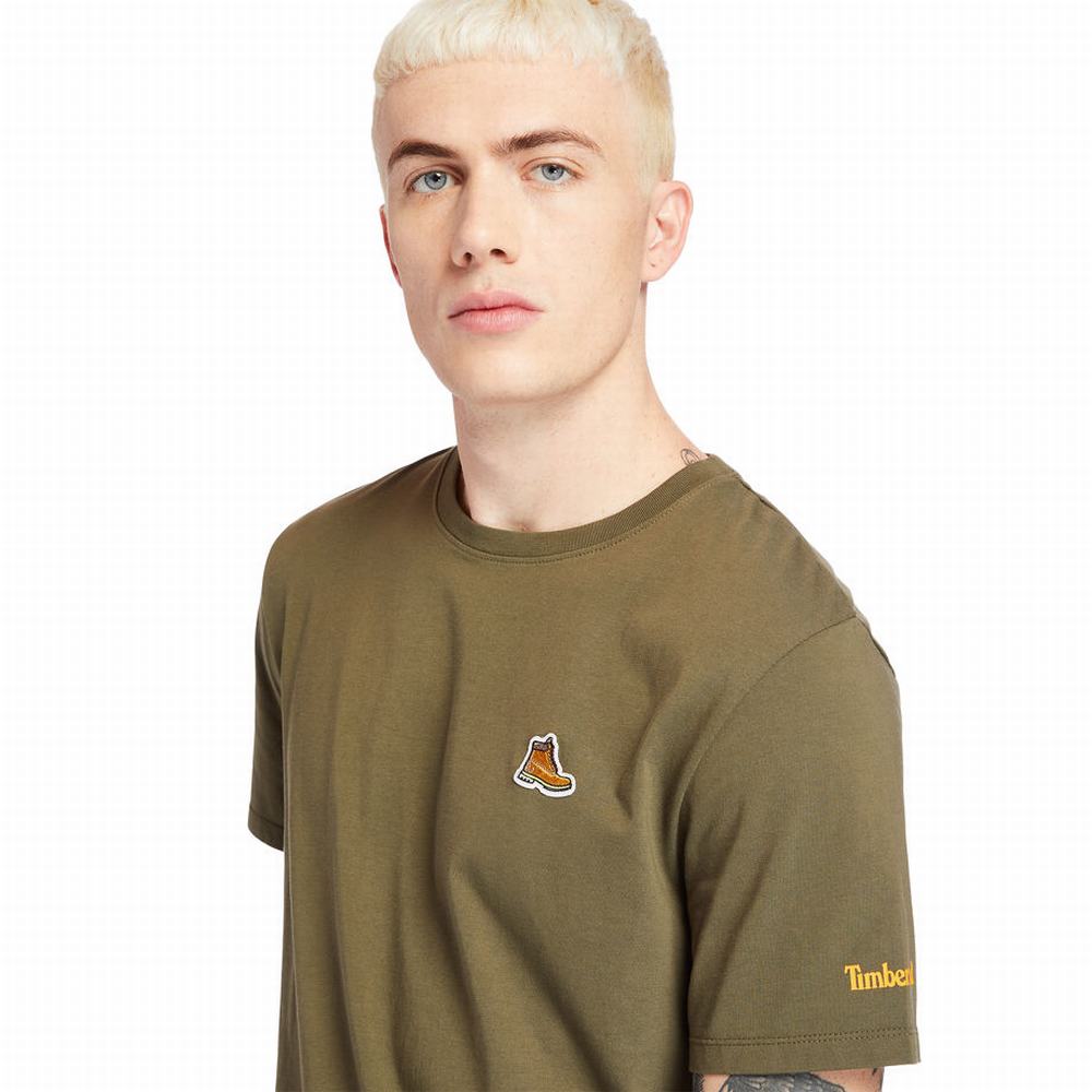 Tricko Timberland Boot Logo T-Shirt Panske Zelene | IO2809516