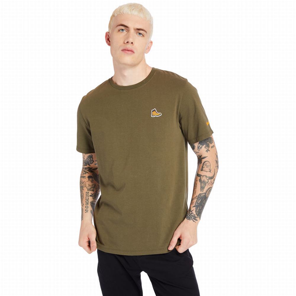 Tricko Timberland Boot Logo T-Shirt Panske Zelene | IO2809516