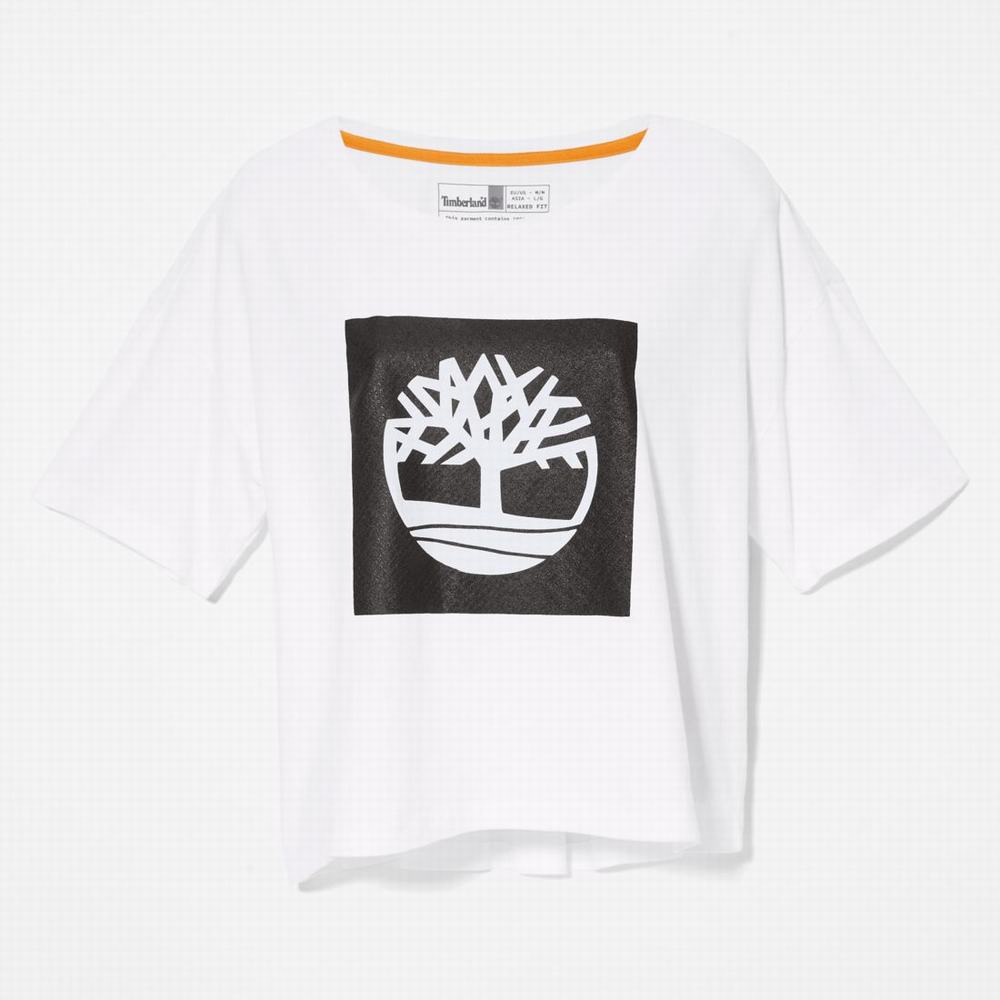 Tricko Timberland Cropped Logo T-Shirt Damske Biele | BG0678419