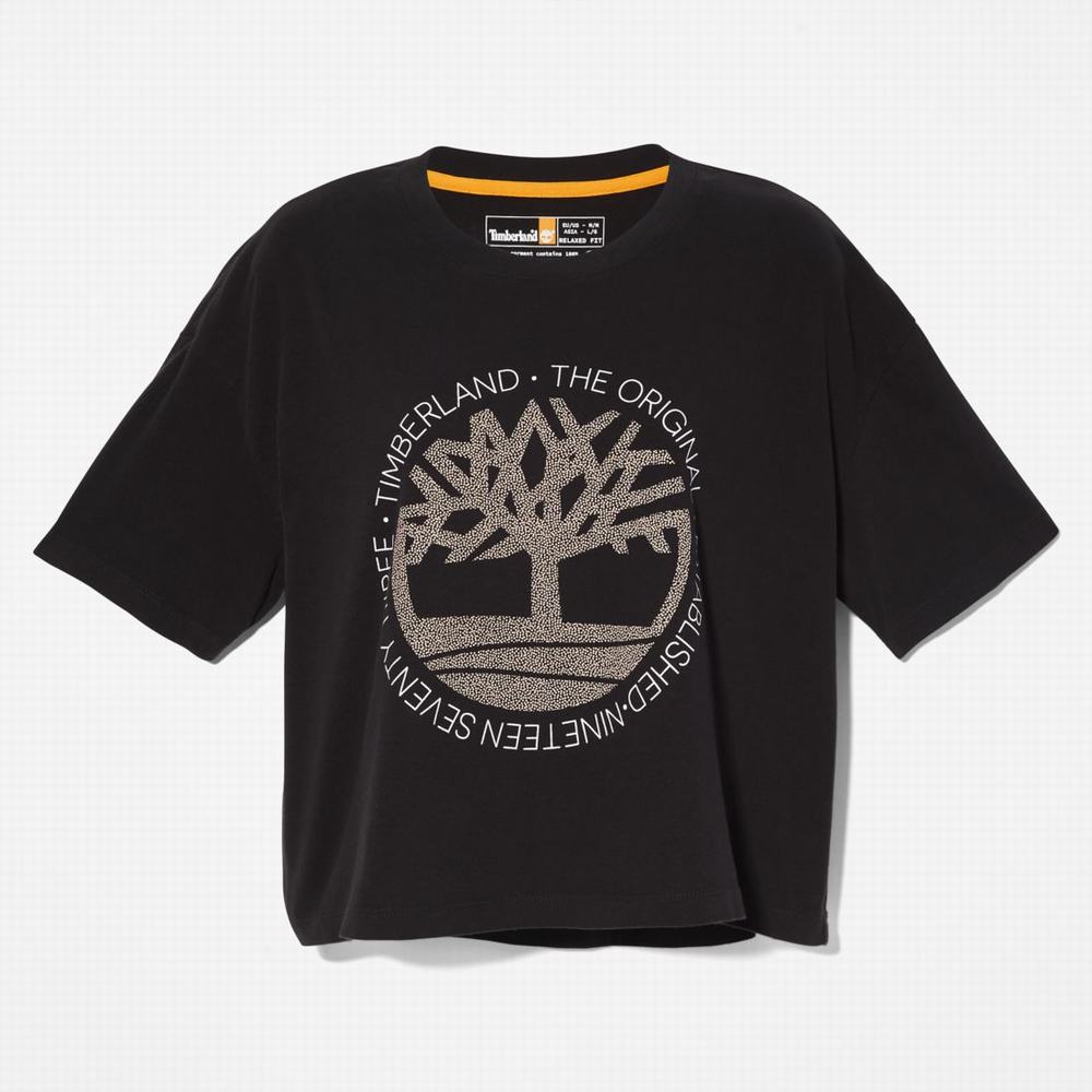 Tricko Timberland Cropped Logo T-Shirt Damske Čierne | EB8703156