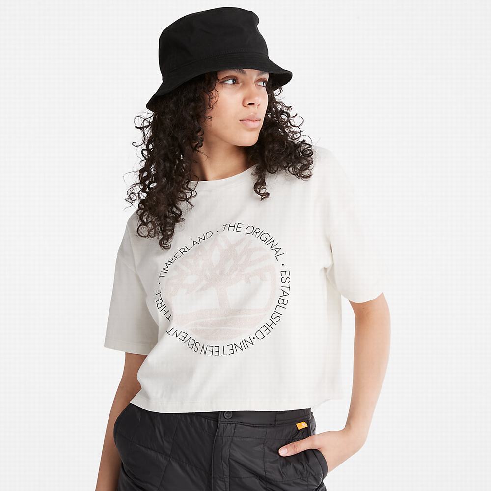 Tricko Timberland Cropped Logo T-Shirt Damske Biele | RM2348716