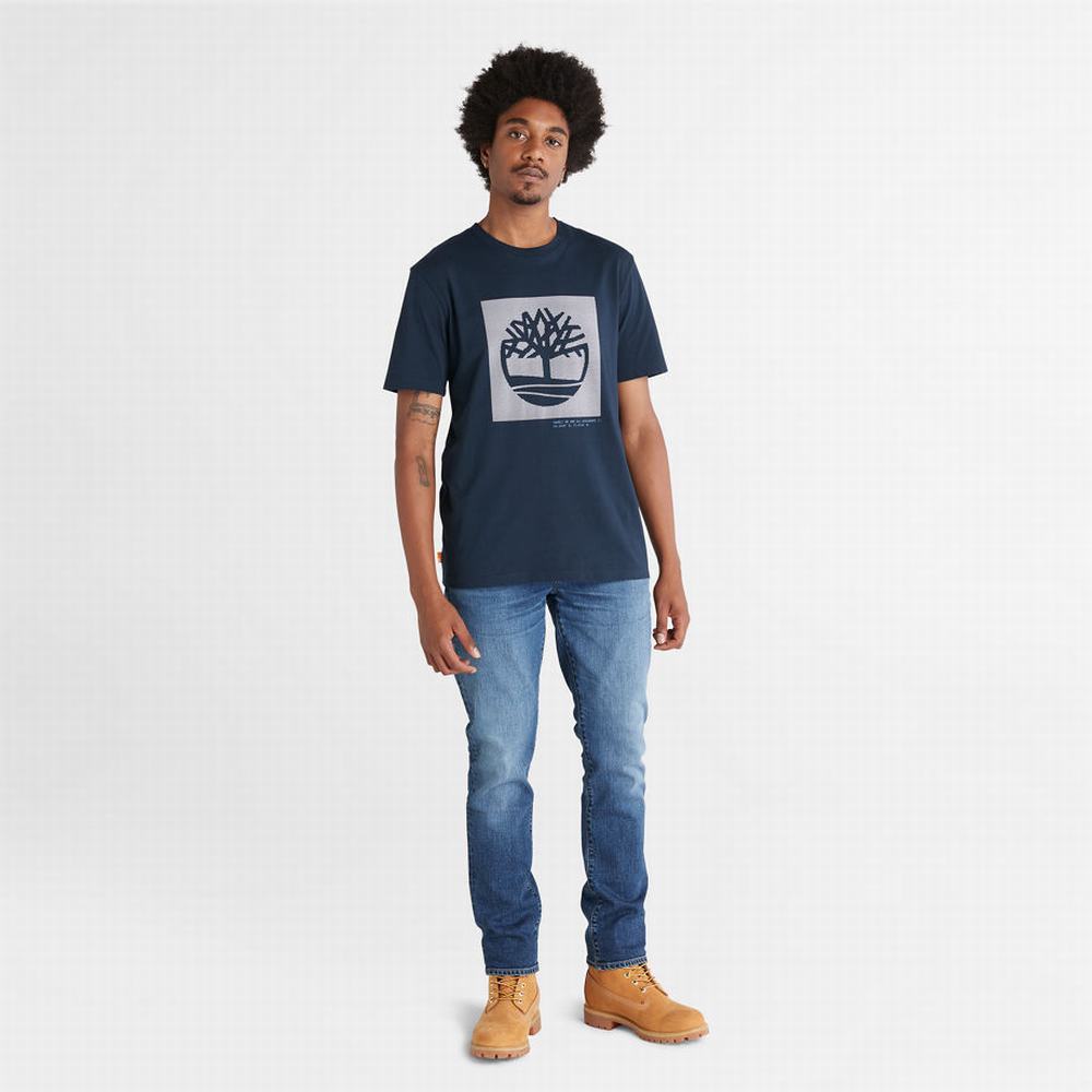 Tricko Timberland Dotted Tree-logo T-Shirt Panske Námornícka Modrá | UY1684502