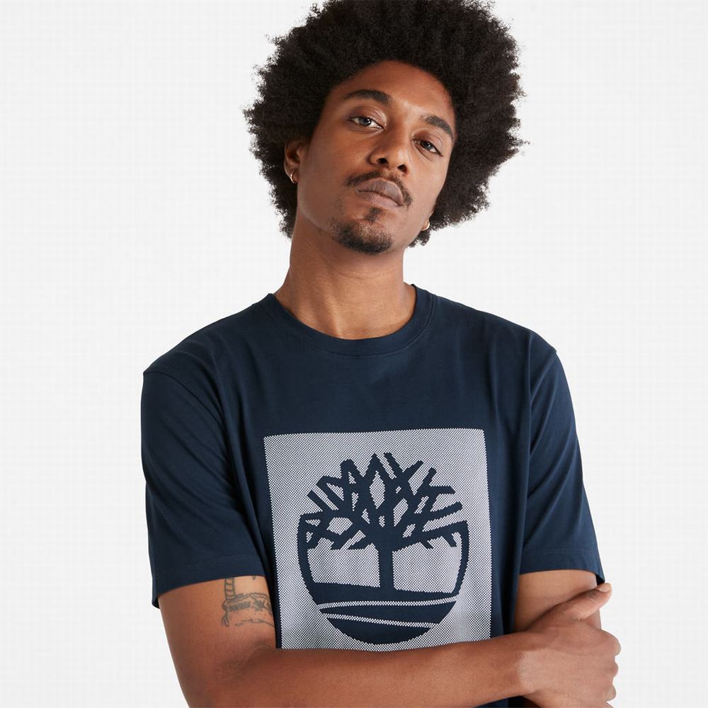 Tricko Timberland Dotted Tree-logo T-Shirt Panske Námornícka Modrá | UY1684502