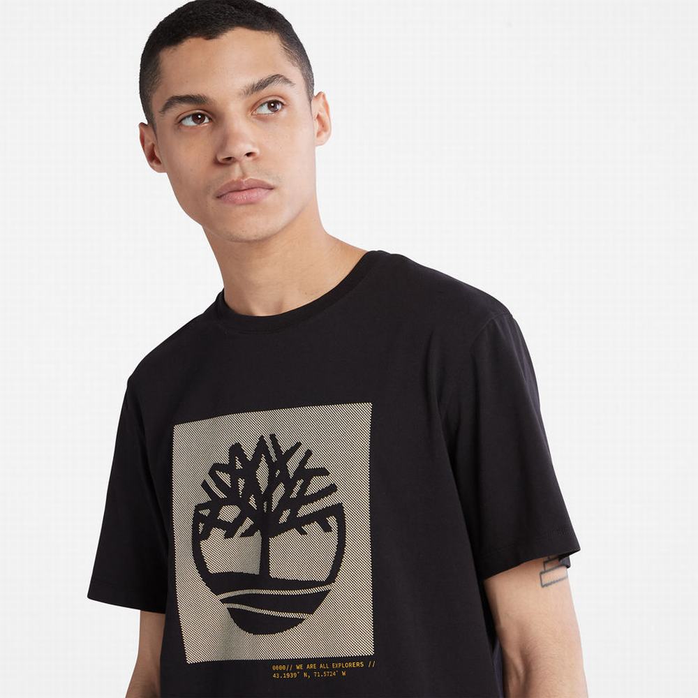 Tricko Timberland Dotted Tree-logo T-Shirt Panske Čierne | XY4029318