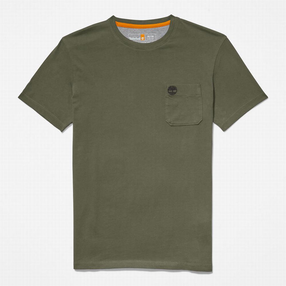 Tricko Timberland Dunstan River Pocket T-Shirt Panske Zelene | GO7230894