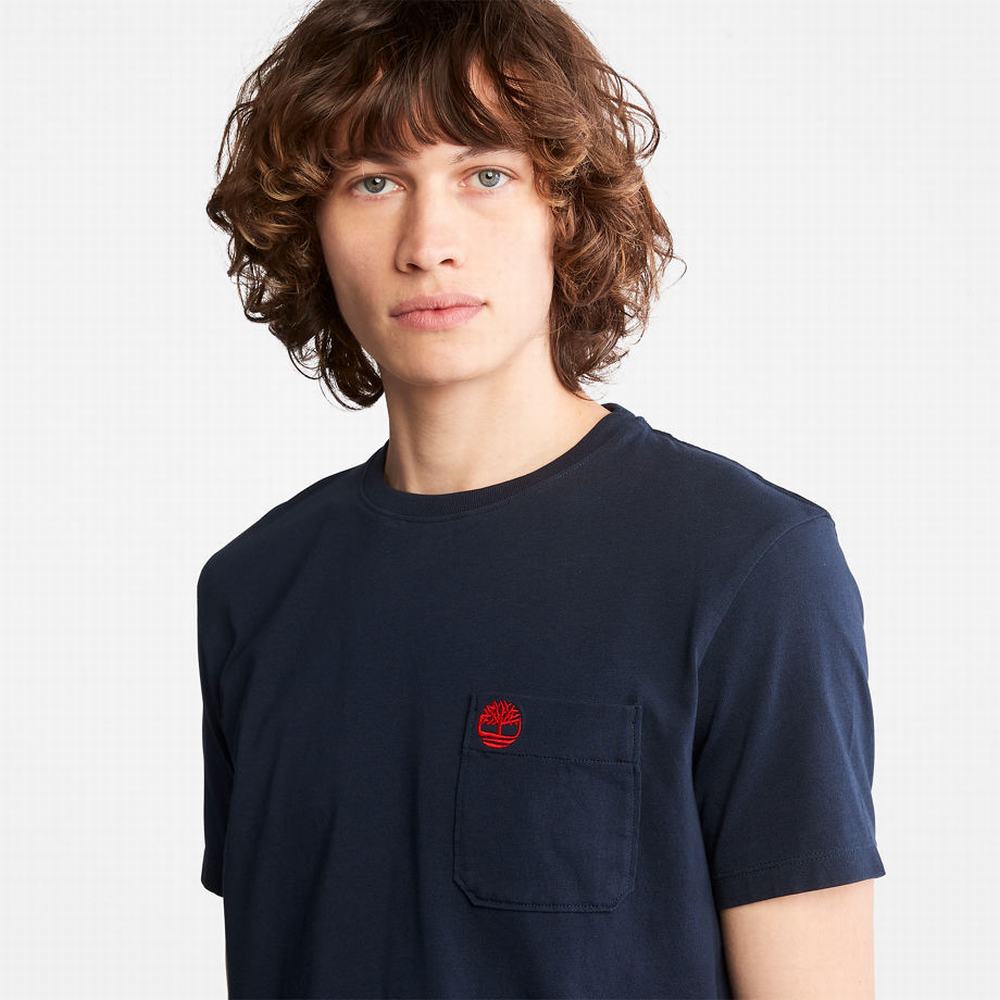 Tricko Timberland Dunstan River Pocket T-Shirt Panske Námornícka Modrá | PW4912608