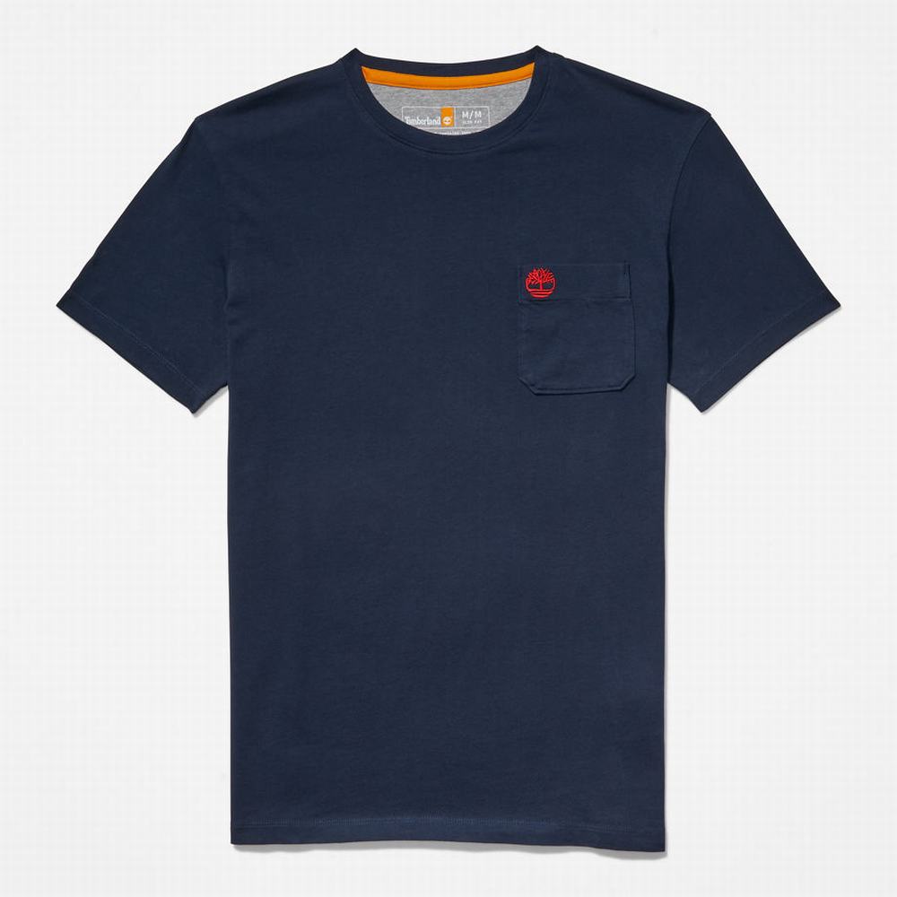 Tricko Timberland Dunstan River Pocket T-Shirt Panske Námornícka Modrá | PW4912608