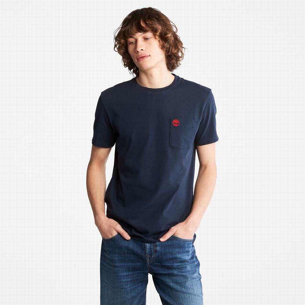 Tricko Timberland Dunstan River Pocket T-Shirt Panske Námornícka Modrá | PW4912608