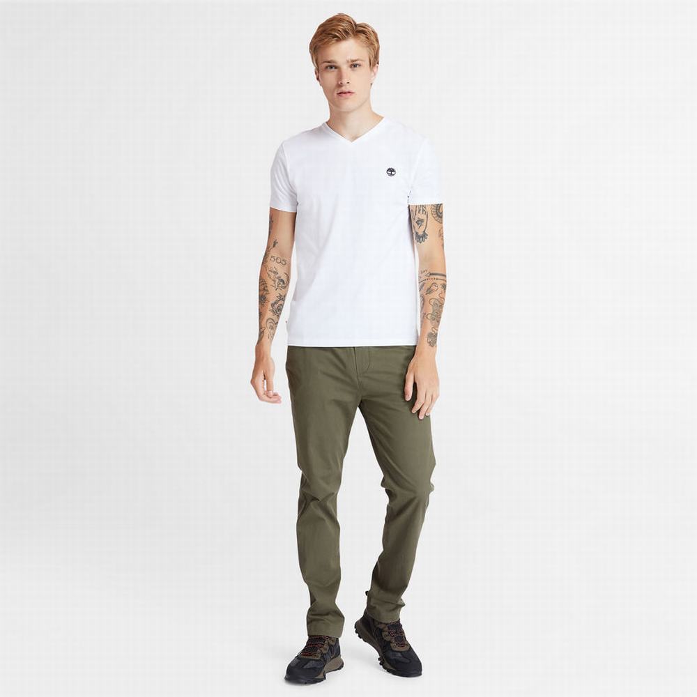 Tricko Timberland Dunstan River V-Neck T-Shirt Panske Biele | UE2714963