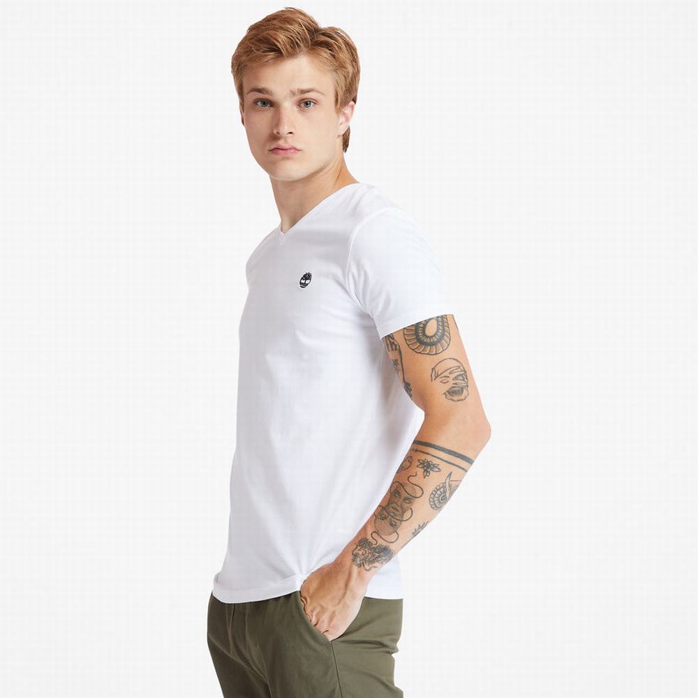 Tricko Timberland Dunstan River V-Neck T-Shirt Panske Biele | UE2714963