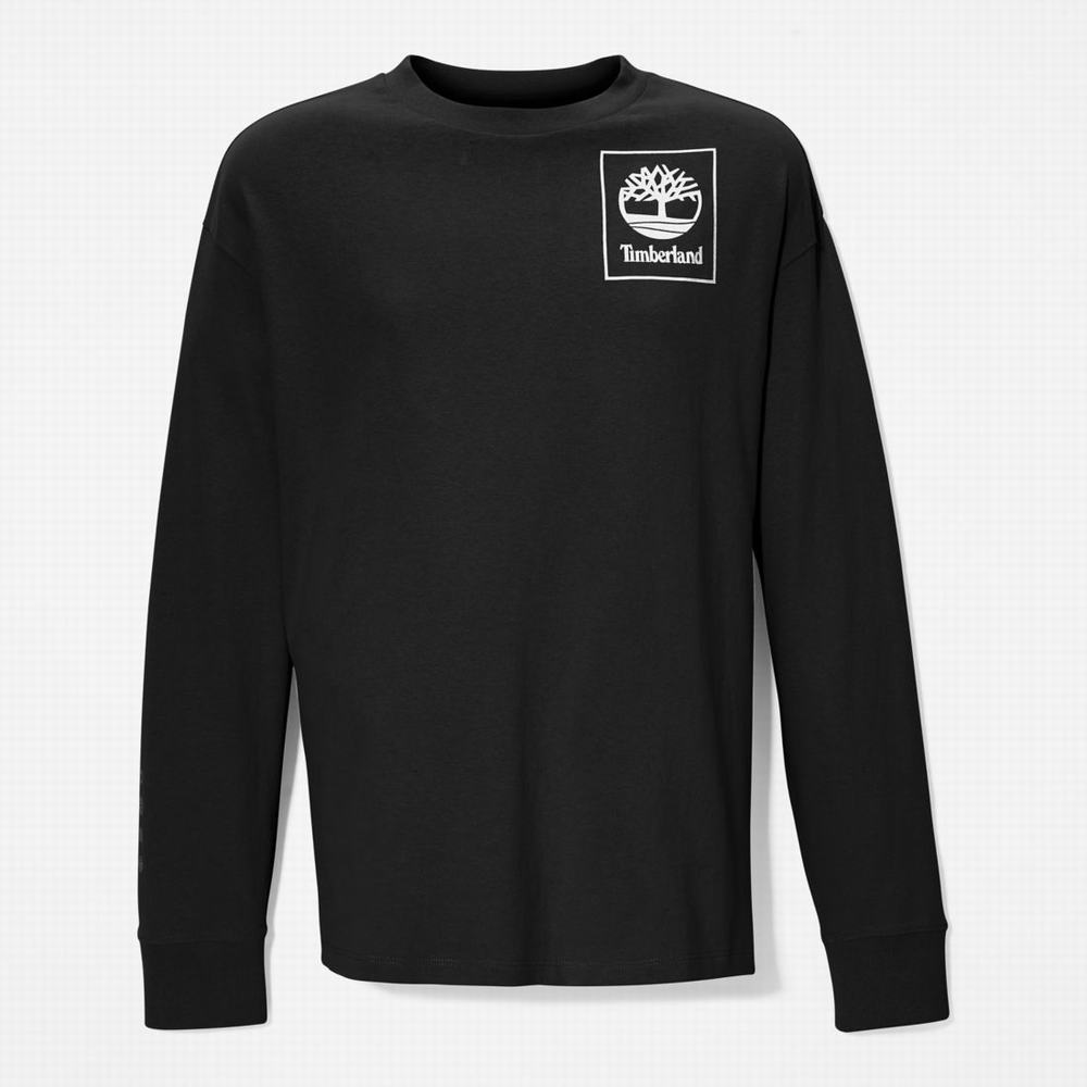 Tricko Timberland Heavyweight Back-Graphic Long-Sleeve T-Shirt Damske Čierne | HZ6537248